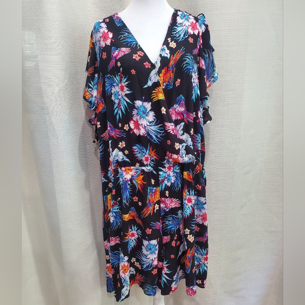 Terra & Sky Black Floral Shorts Romper